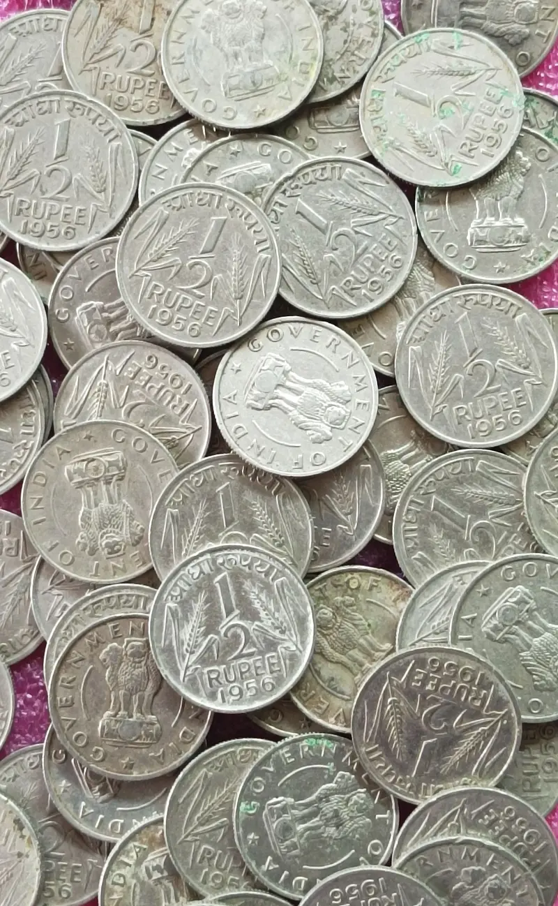 1/2 Rupee Coin ( 1950 - 1956 ) - 100