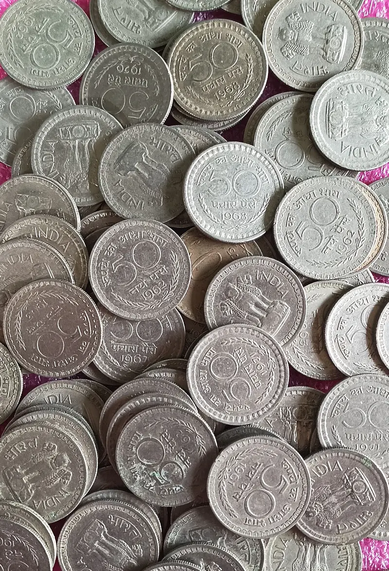 50 Naya Paise Nickel Coin ( 1960 - 1971 ) - 50