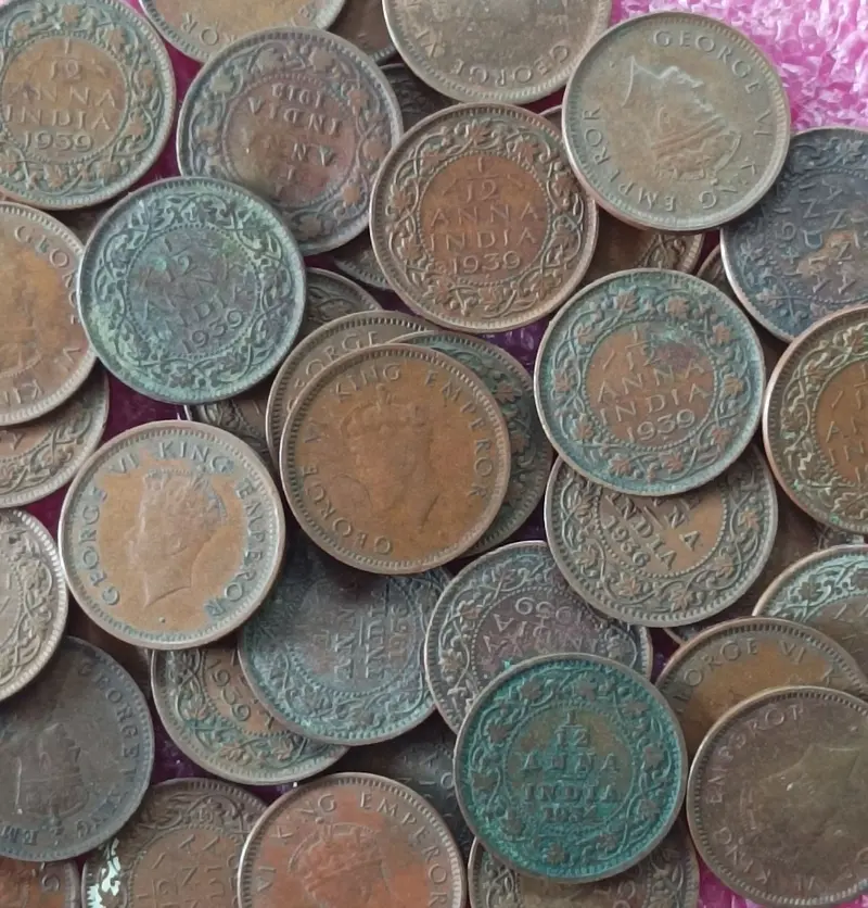 King George VI  - 1/12 Anna Coin ( 1939 - 1942 ), British India - 10