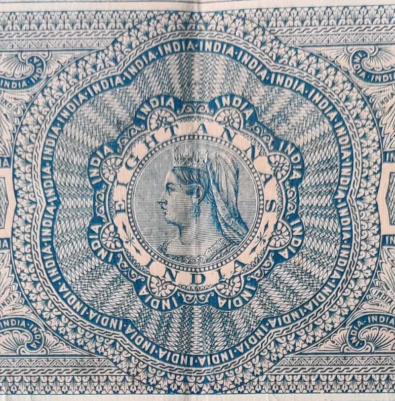 BRITISH INDIA - QUEEN VICTORIA ( QV ) - 8 Annas - Stamp Paper , Revenue , Fiscal , Court Fee - 1