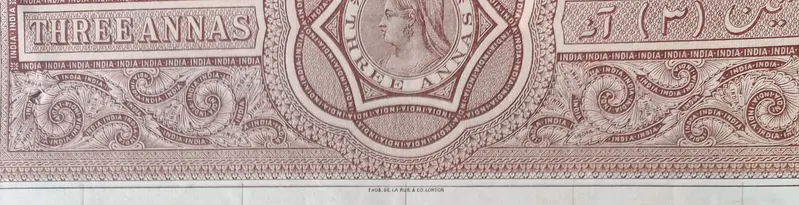 BRITISH INDIA - QUEEN VICTORIA ( QV ) - 3 Annas COPY - Stamp Paper , Revenue , Fiscal , Court Fee - 1