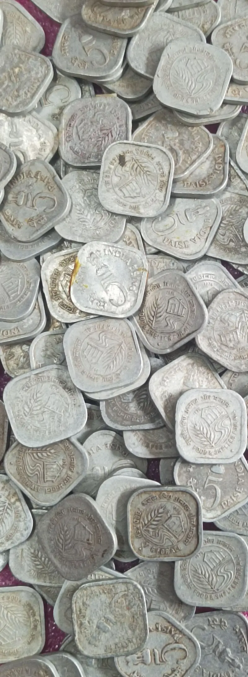 5 Paise Food & Shelter For All Coin ( 1978 ) Square with rounded corners , India - 100