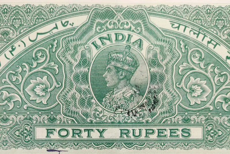 BRITISH INDIA - KING GEORGE VI ( KG VI) - 40 Rupees  - Stamp Paper , Bond Paper , Revenue , Fiscal , NON JUDICIAL - 1