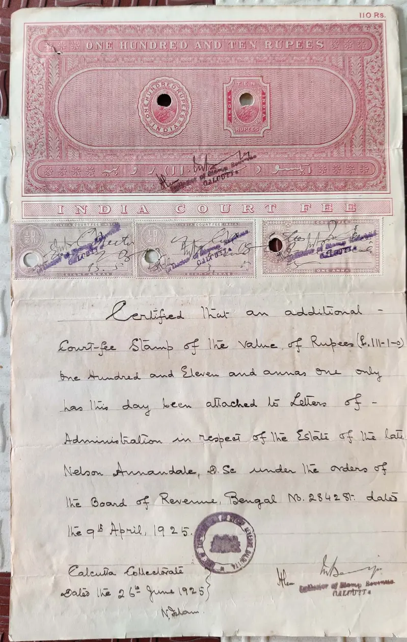 BRITISH INDIA - KING GEORGE V ( KG V ) - 110 Rupees ( HIGH VALUE ) - Stamp Paper , Bond Paper , Revenue , Fiscal , COURT FEE - 1