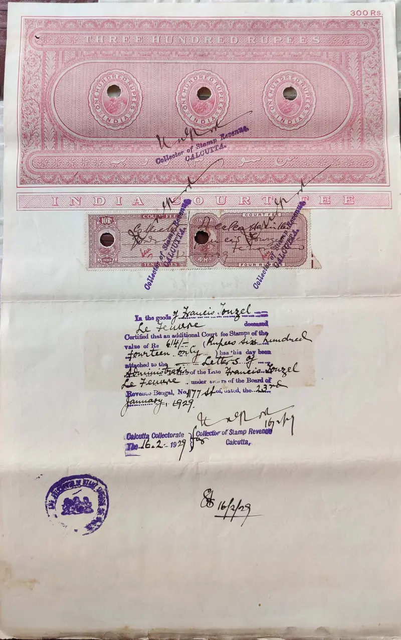 BRITISH INDIA - KING GEORGE V ( KG V ) - 300 Rupees ( HIGH VALUE ) - Stamp Paper , Bond Paper , Revenue , Fiscal , COURT FEE - 1