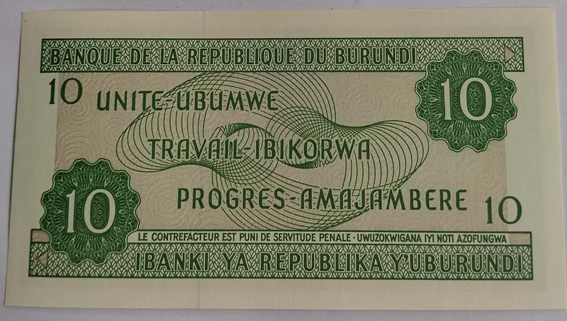 BURUNDI - 10 FRANCS - UNC & MINT CONDITION - 1