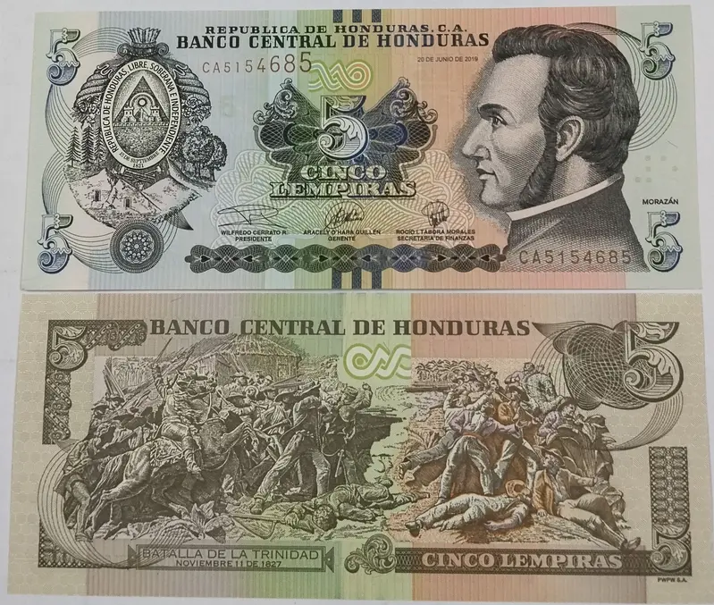 HONDURAS - 5 LEMPIRAS - UNC & MINT CONDITION (1827) - 1