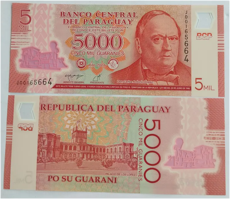 PARAGUAY - 5000 GUARANIES - POLYMER NOTE - UNC & MINT CONDITION (2011 & 2022) - 1