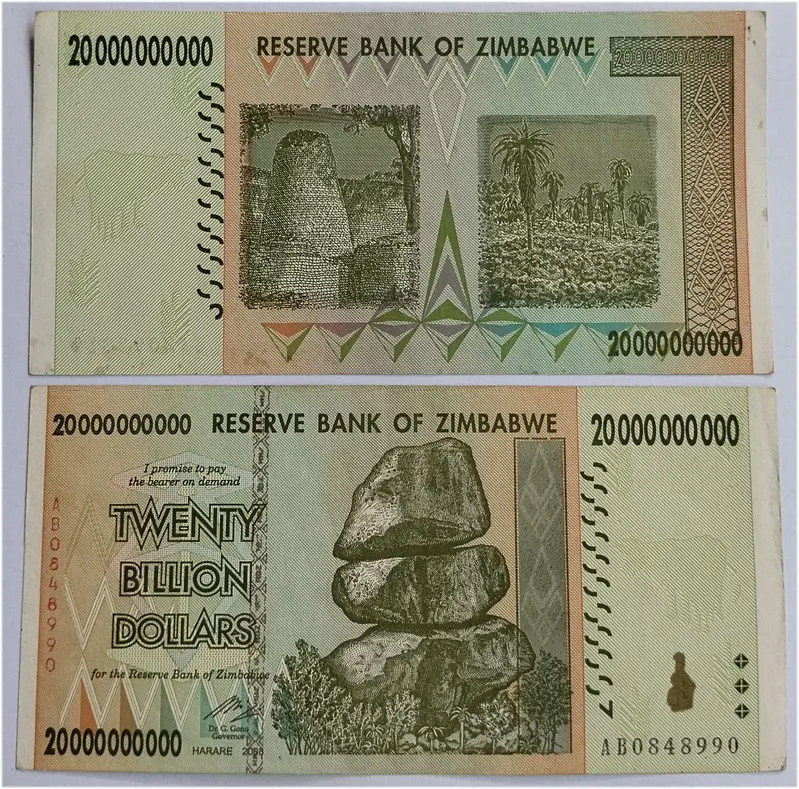 ZIMBABWE - 20 BILLION DOLLAR - EXTRA FINE CONDITION - 1