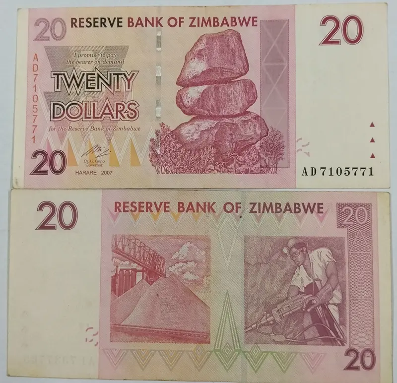 ZIMBABWE - 20  DOLLAR - EXTRA FINE CONDITION - 1