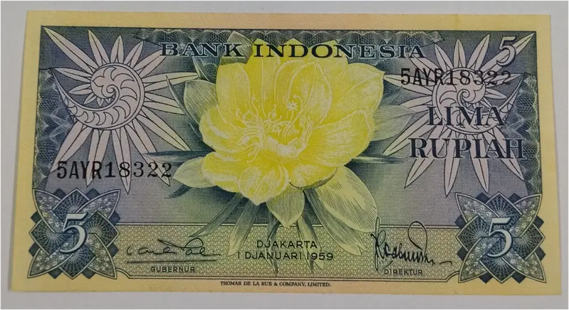 INDONESIA - 5 RUPIAH  - UNC & MINT CONDITION ( 1960 ) - 1