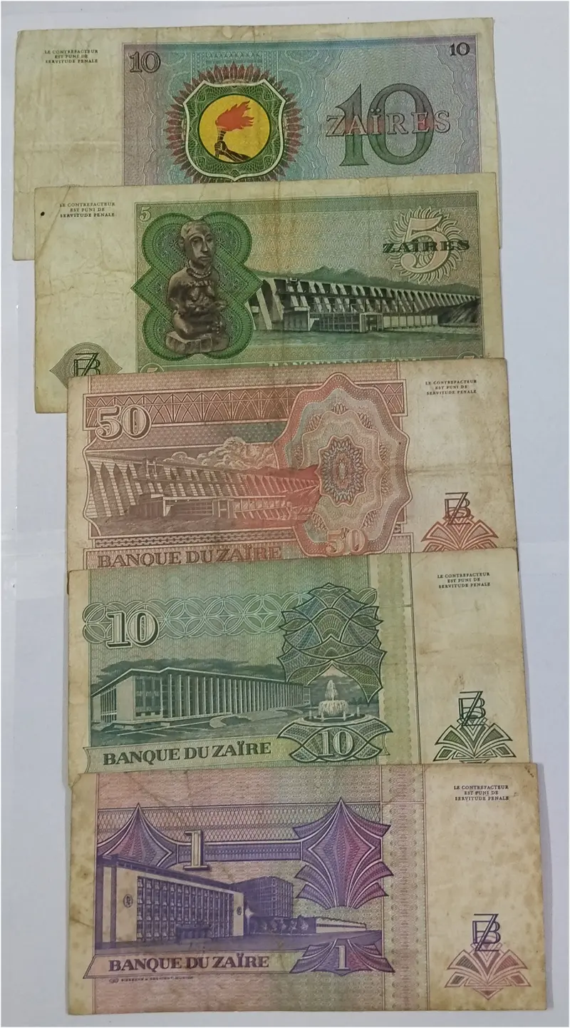 ZAIRE - 5 x DIFFERENT NOTES SET  - 1