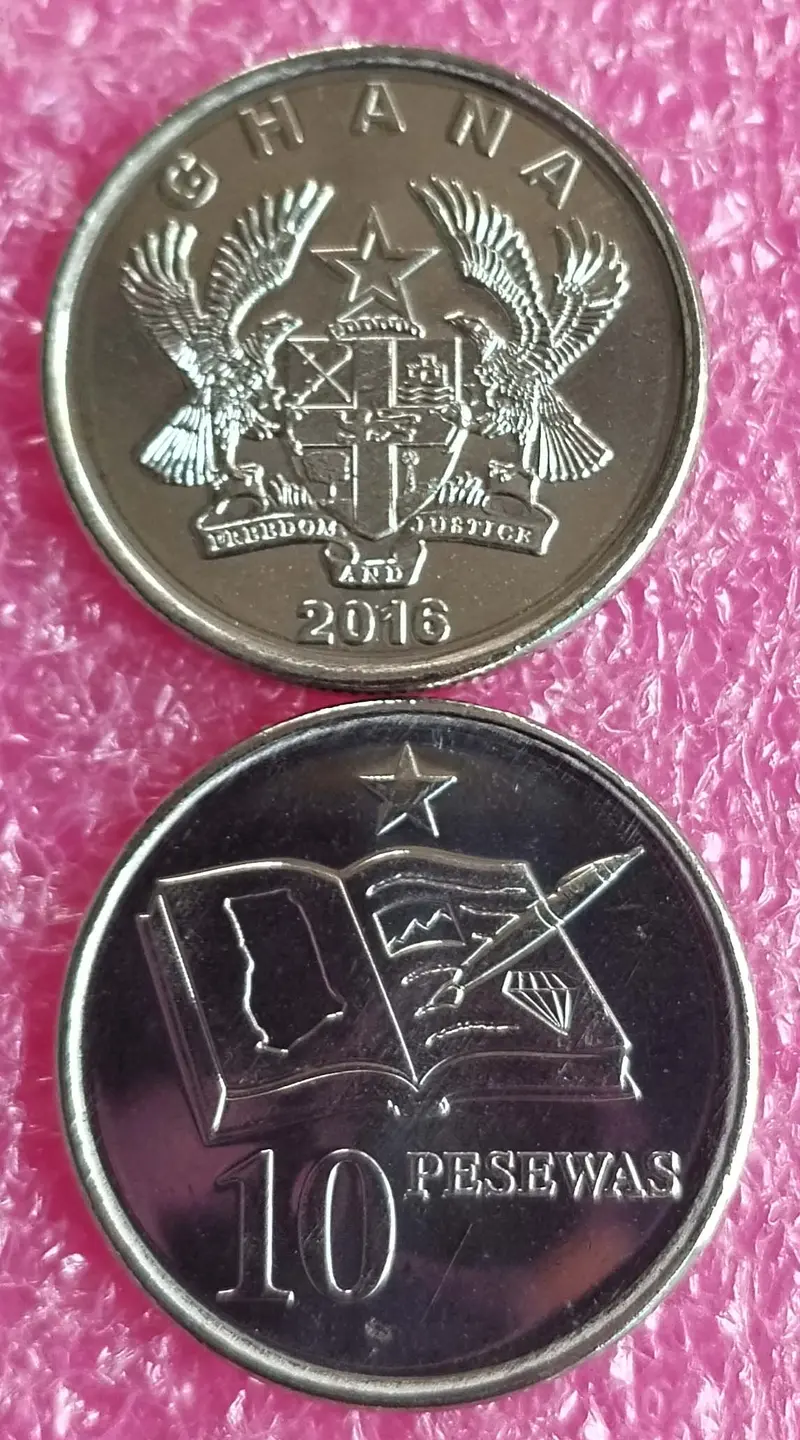 GHANA - 10 PESEWAS  COIN  -  UNC MINT CONDITION - 1