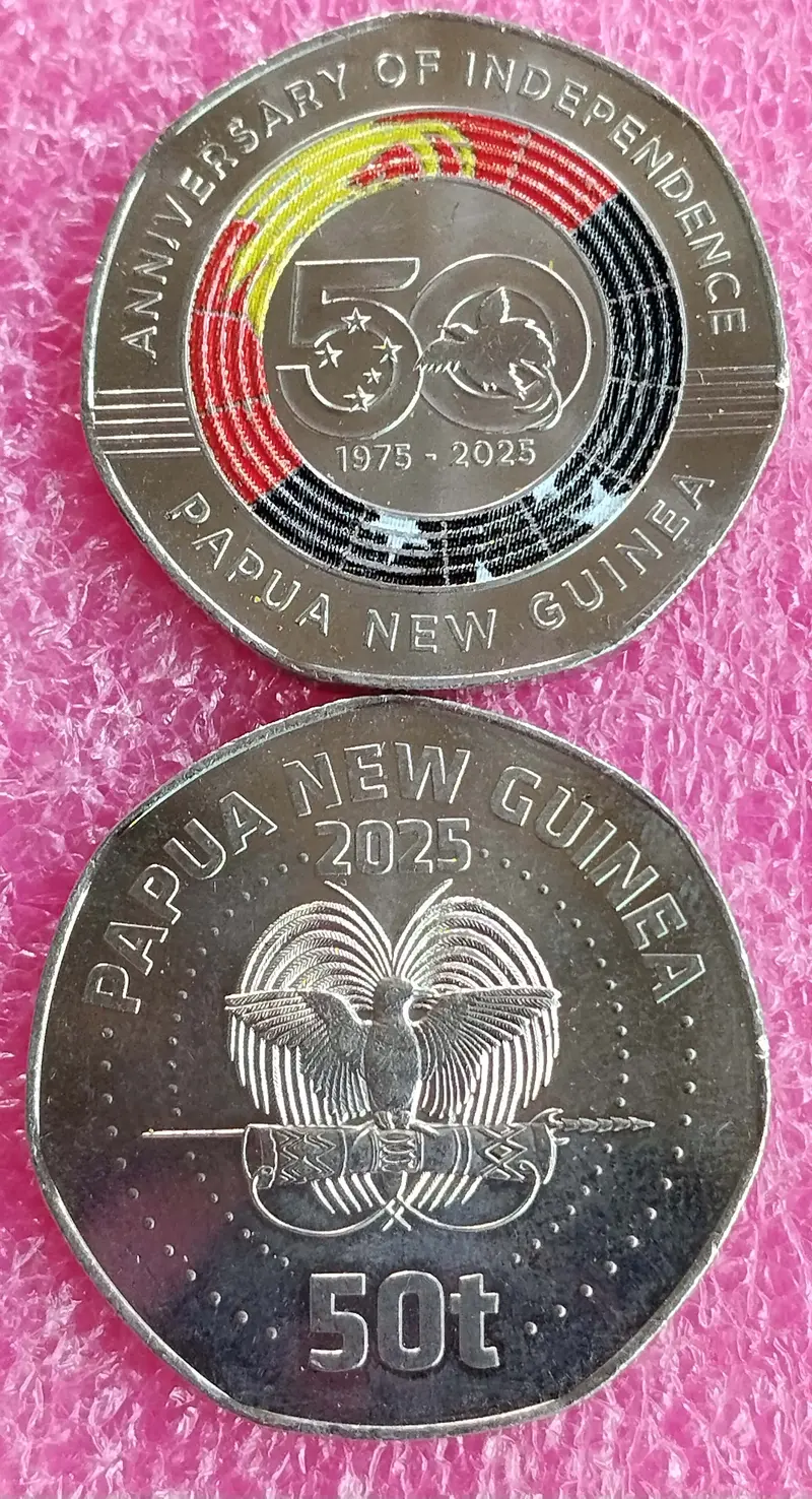 PAPUA NEW GUINEA - 50 TOEA COIN -  UNC & MINT CONDITION (1975 - 2025) - 1