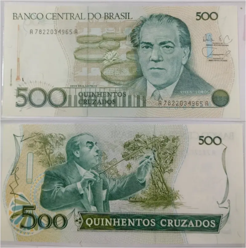 BRAZIL - 500 CRUZADOS -  UNC CONDITION (1988) - 1