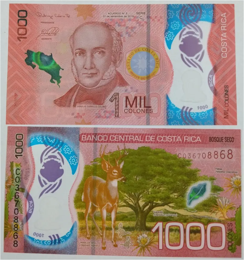 COSTA RICA - 1000 COLONES  POLYMER NOTE -  GEM UNC MINT CONDITION - 1