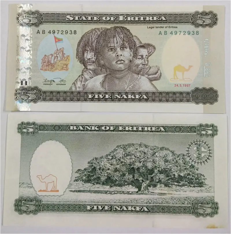 ERITREA - 5 NAKFA -  UNC MINT CONDITION (1997) - 1