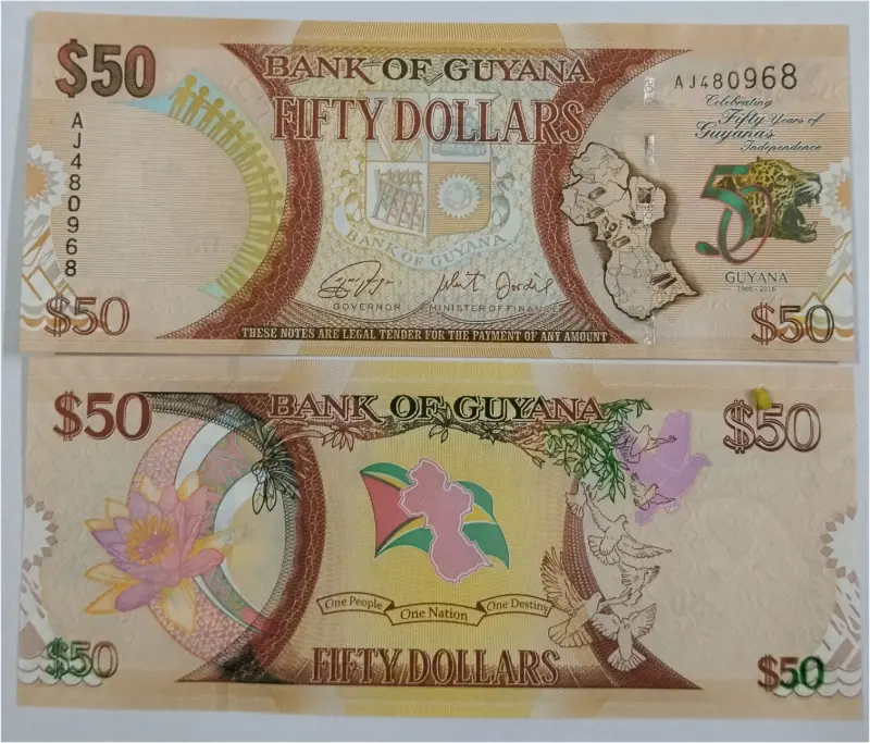 GUYANA - 50 DOLLARS - UNC MINT CONDITION (2016) - 1