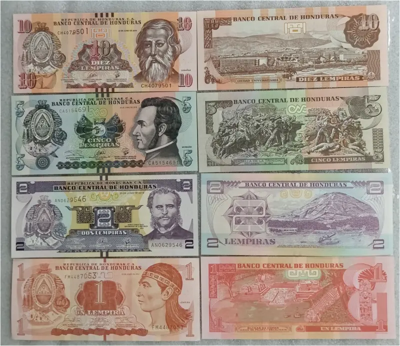 HONDURAS - 4 x DIFFERENT NOTES SET - GEM UNC MINT CONDITION - 1