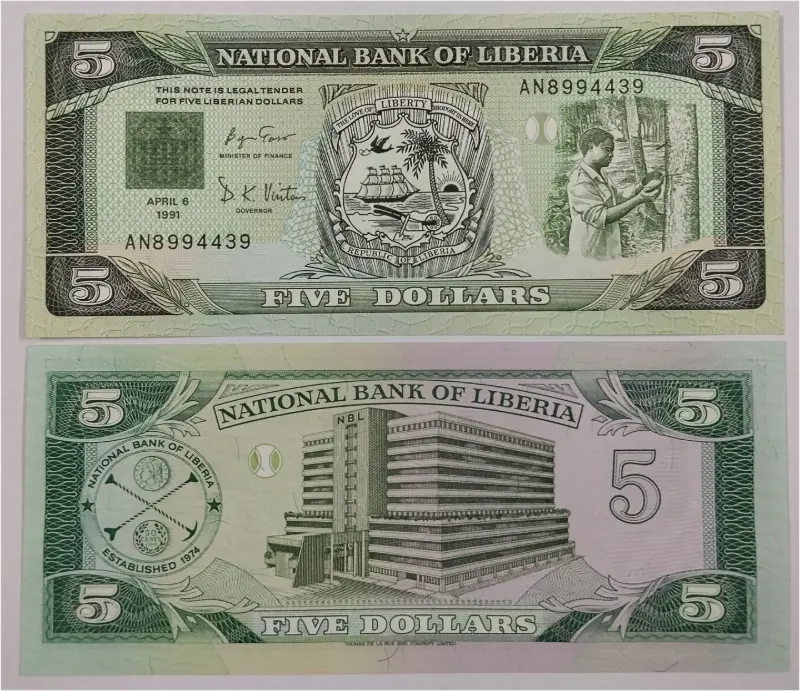 LIBERIA - 5 DOLLAR - UNC MINT CONDITION (1991) - 1