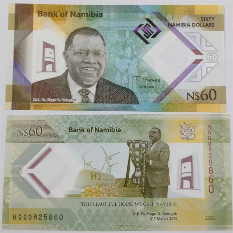 NAMIBIA - 60 DOLLARS COMMEMORATIVE - POLYMER NOTE -  UNC MINT CONDITION (2025) - 1