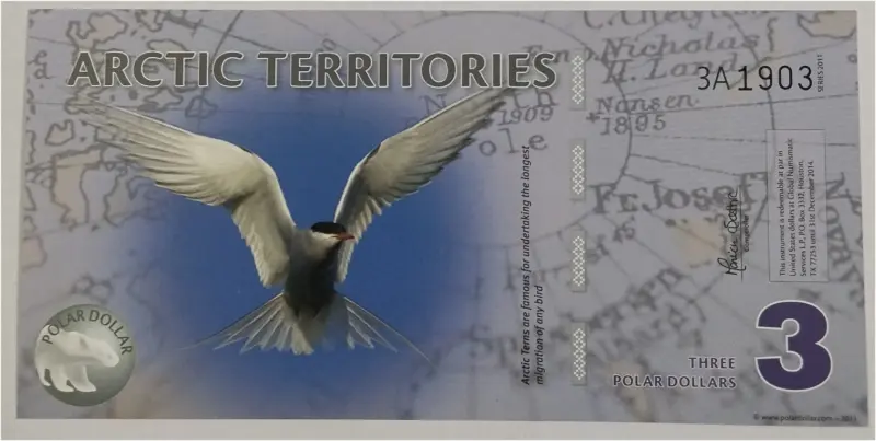 ARCTIC - 3 POLAR DOLLAR -  UNC MINT CONDITION (2011) - 1