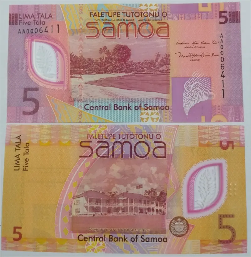 SAMOA - 5 TALA POLYMER NOTE - UNC MINT CONDITION (2023 or 2024) - 1