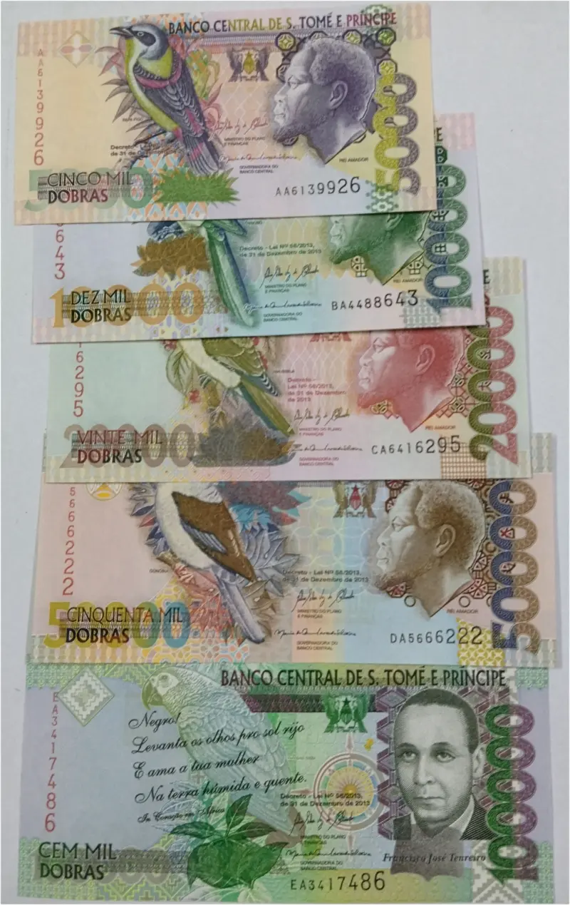SAO TOME PRINCIPE - (5,000 - 100,000 ) 5 x DIFFERENT NOTES SET - UNC & MINT CONDITION (1996 & 2013) - 1