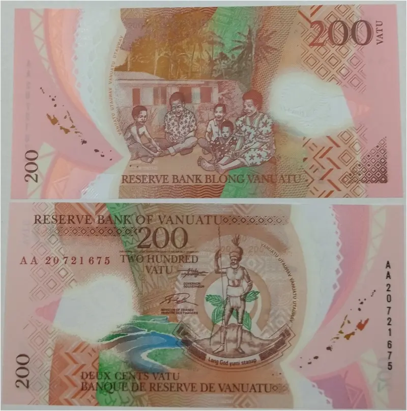 VANUATU - 200 VATU -  POLYMER NOTE - UNC MINT CONDITION (2014 & 2020) - 1