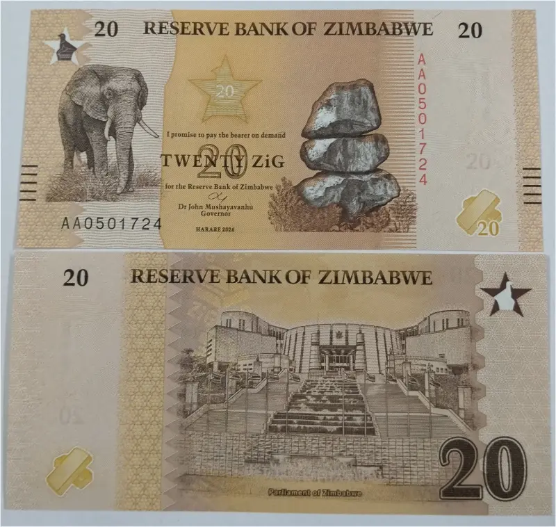 ZIMBABWE - 20 ZIMBABWE  GOLD (ZIG) -  UNC MINT CONDITION (2024) - 1