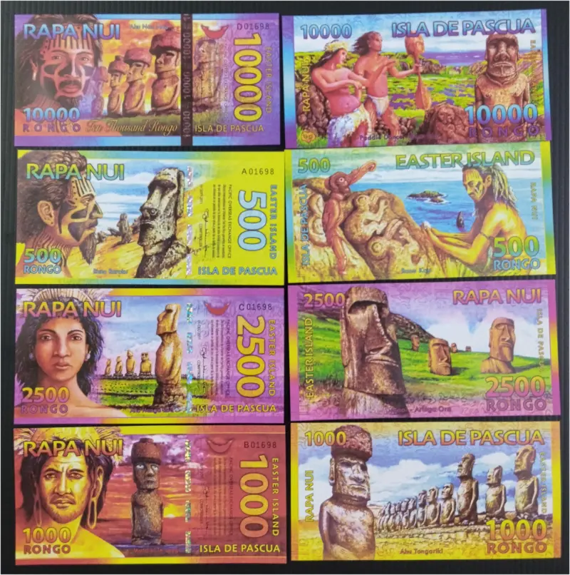 EASTER ISLAND - 4 x DIFFERENT NOTE SET - UNC MINT CONDITION - 1