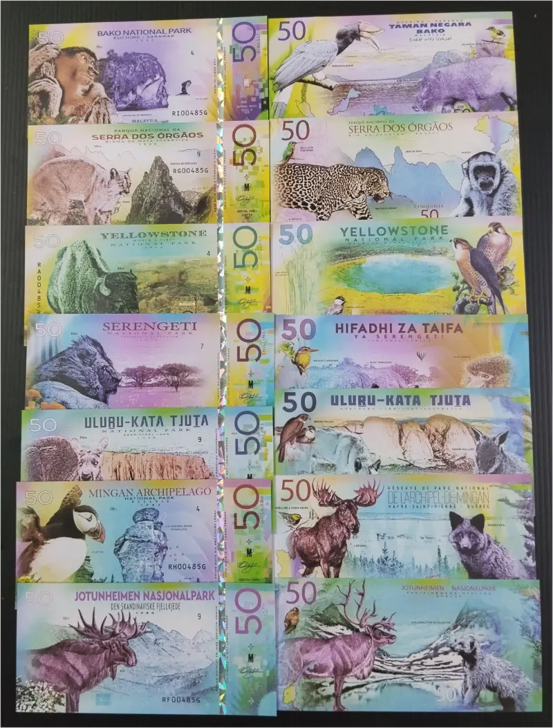 SERENGETI NATIONAL PARKS OF THE WORLD - 7 x DIFFERENT NOTES SET - UNC MINT CONDITION (2018) - 1