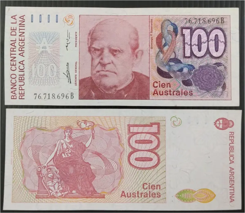 ARGENTINA - 100 AUSTRALES  - UNC MINT CONDITION (1985 & 1990) - 1