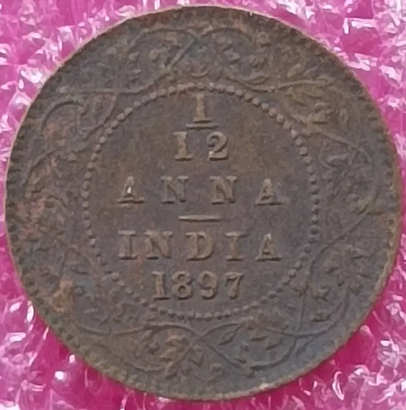  Victoria Queen / Empress  -  1/12 Anna Coin ( 1862 - 1901 ) British India - 10