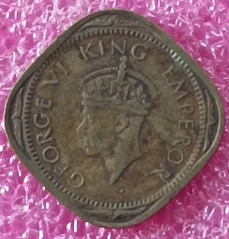 King George VI - 2 Annas (1939 - 1947 Coin Square with rounded corners ,  British India - 100