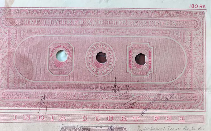 BRITISH INDIA - KING GEORGE V ( KG V ) - 130 Rupees ( HIGH VALUE ) - Stamp Paper , Bond Paper , Revenue , Fiscal , COURT FEE - 1