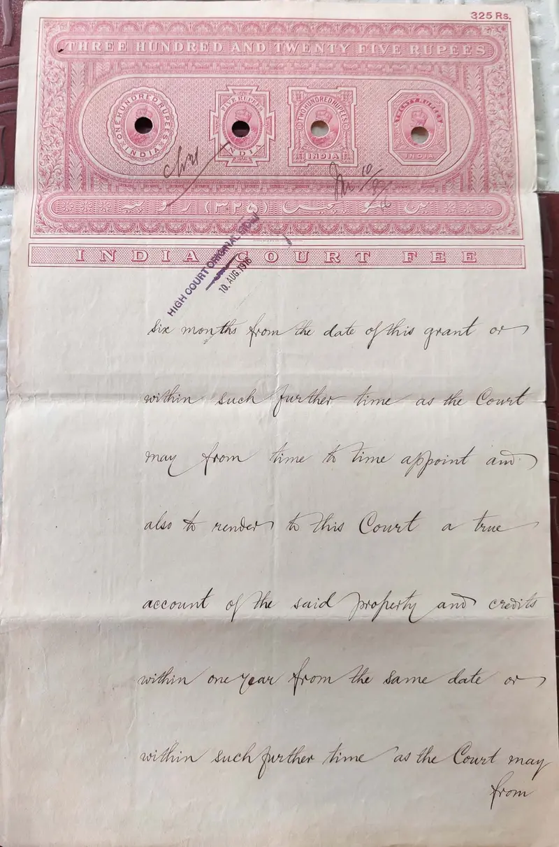 BRITISH INDIA - KING GEORGE V ( KG V ) - 325 Rupees ( HIGH VALUE ) - Stamp Paper , Bond Paper , Revenue , Fiscal , COURT FEE - 1