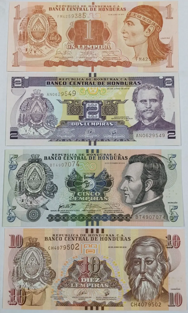 HONDURAS - 4 x DIFFERENT NOTE SETS - UNC & MINT CONDITION - 1
