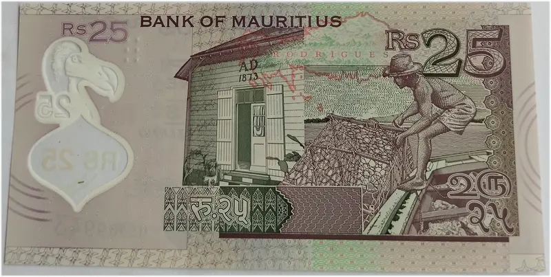 MAURITIUS - 25 RUPEES - POLYMER NOTE -UNC & MINT CONDITION - 1