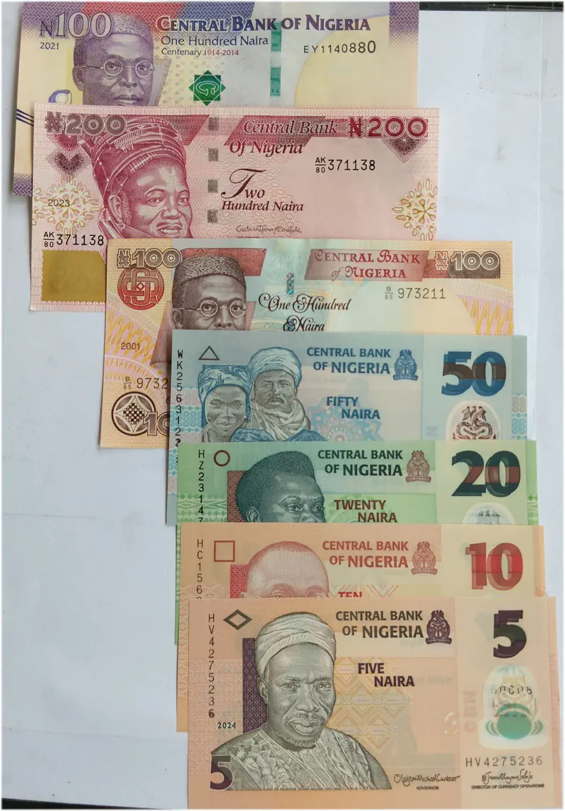 NIGERIA - 5 , 10 , 20 & 50 NAIRAS - 4 x DIFFERENT NOTES SET - POLYMER NOTE - UNC & MINT CONDITION - 1