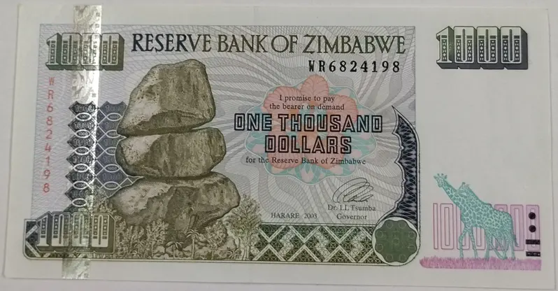 ZIMBABWE - 1000 DOLLARS - UNC & MINT CONDITION - 1