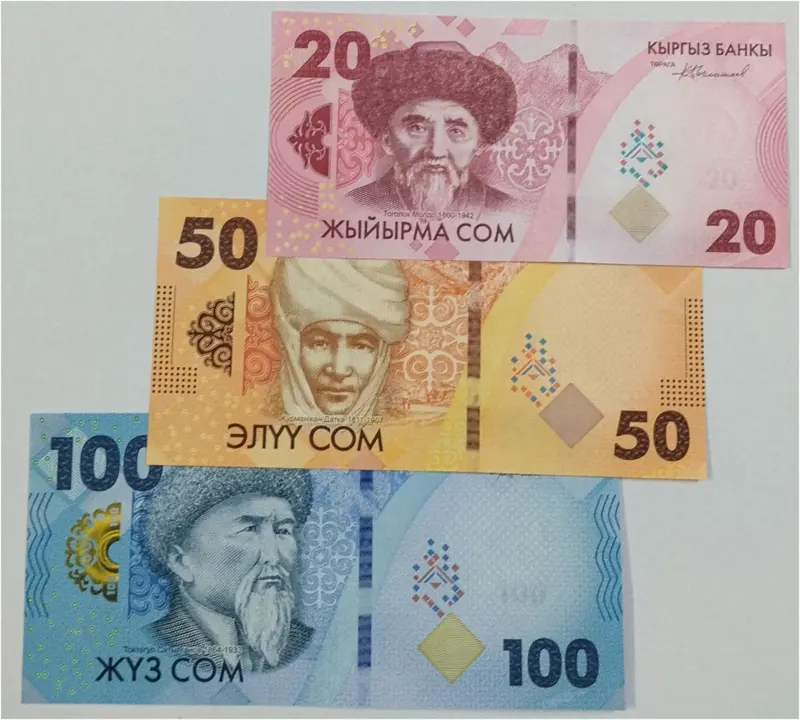 KRYGYZSTAN - 3 x DIFFERENT NOTES SET - UNC & MINT CONDITION - 1
