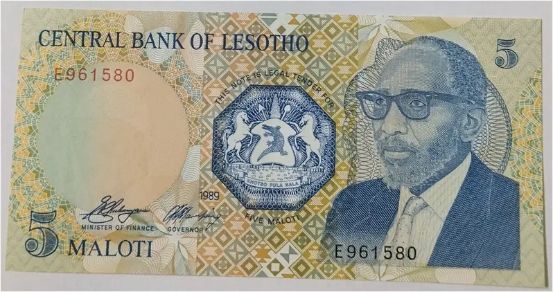 LESOTHO - 5 MALOTI - UNC & MINT CONDITION (1989) - 1