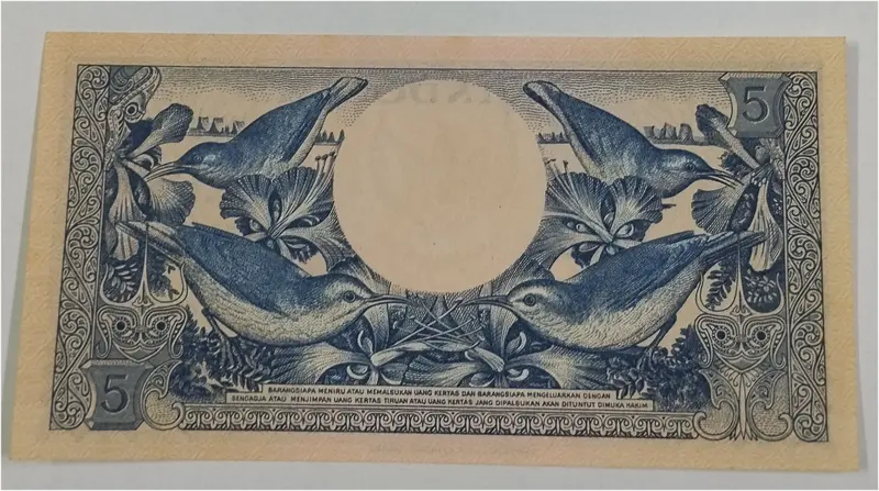INDONESIA - 5 RUPIAH  - UNC & MINT CONDITION ( 1960 ) - 1
