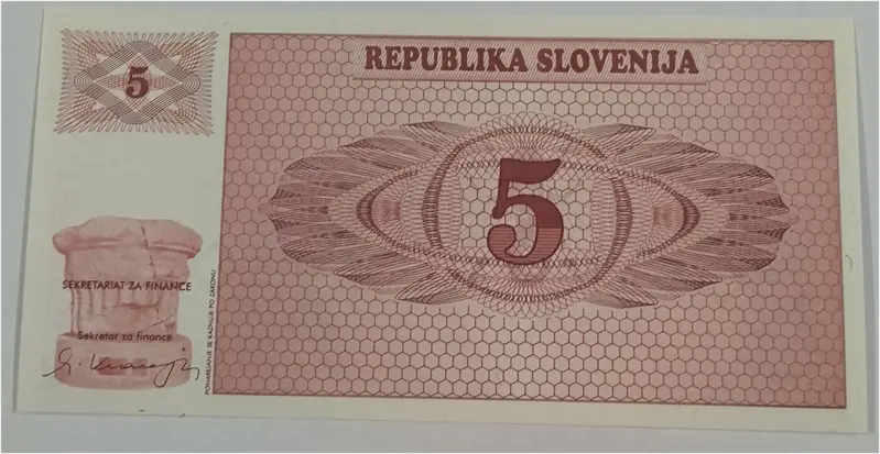 SLOVENIA - 5 TOLARJEV  PROVISIONAL  NOTE - UNC & MINT CONDITION (1990) - 1