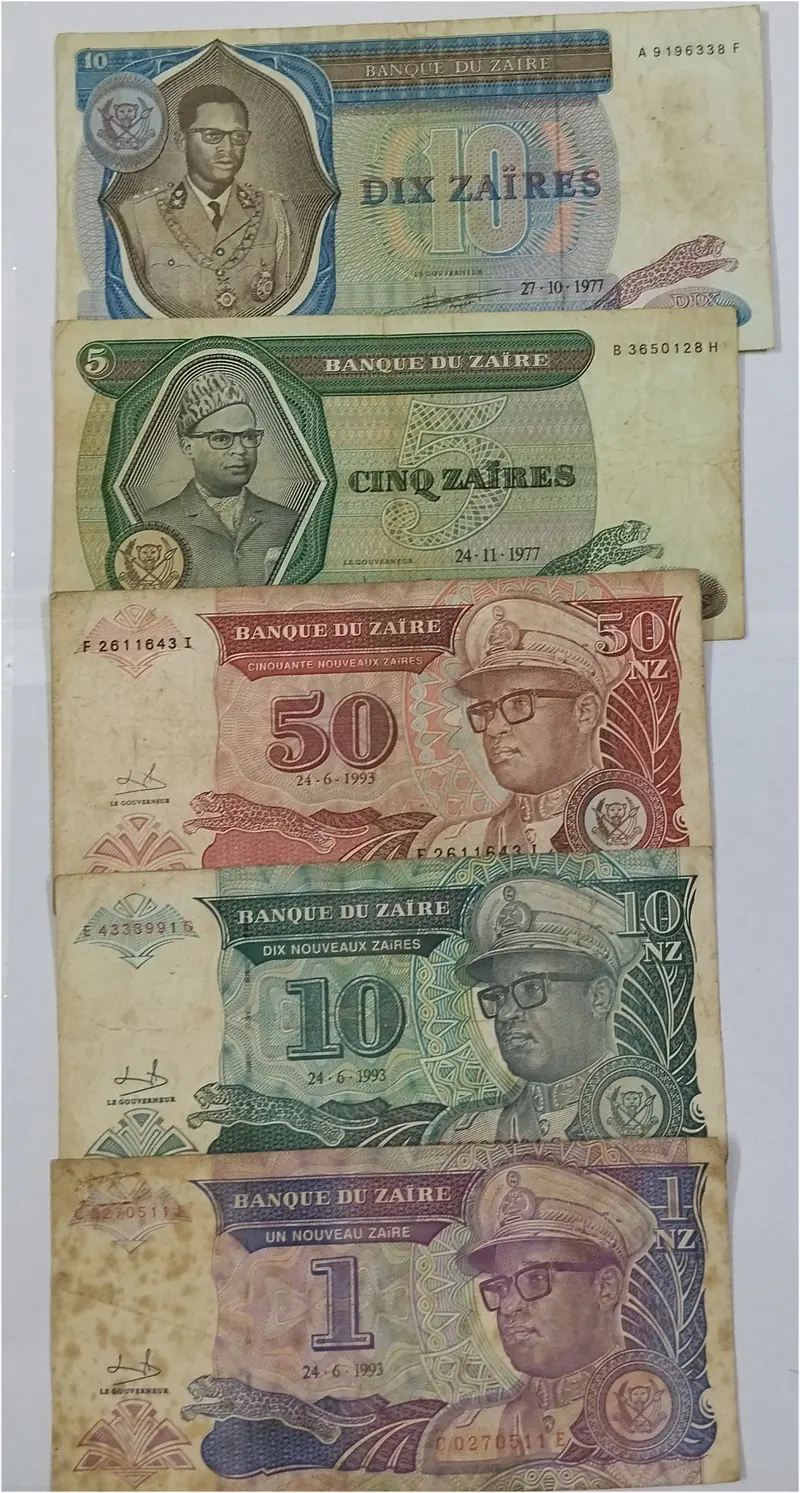 ZAIRE - 5 x DIFFERENT NOTES SET  - 1