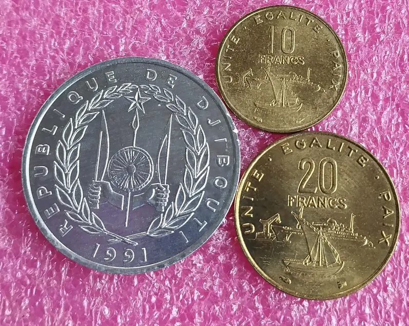 DJIBOUTI - 3 COINS SET -  UNC MINT CONDITION  - 1