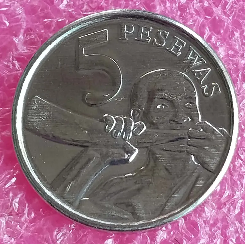 GHANA - 5 PESEWAS COIN - UNC MINT CONDITION - 1