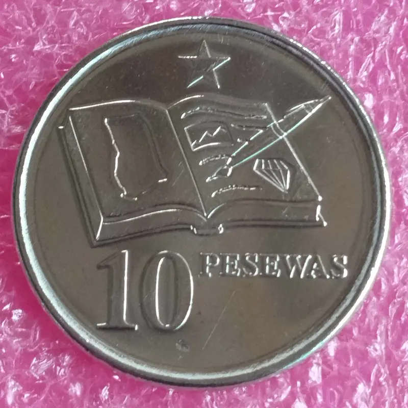 GHANA - 10 PESEWAS  COIN  -  UNC MINT CONDITION - 1