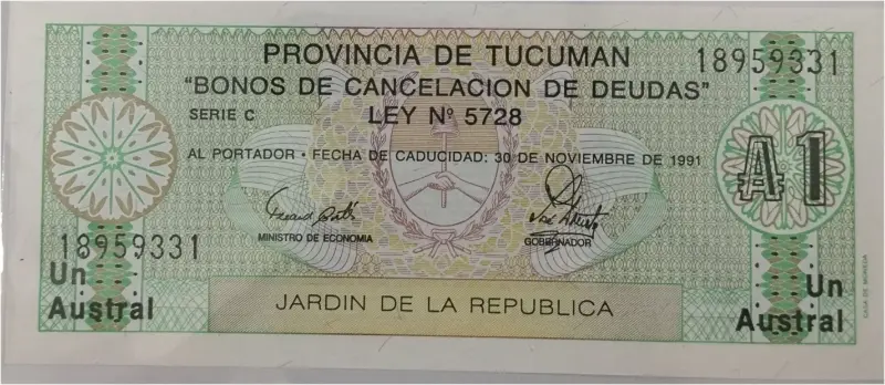 ARGENTINA - BONO DE CANCELACION DE DEUDAS -  UNC CONDITION (1991) - 1